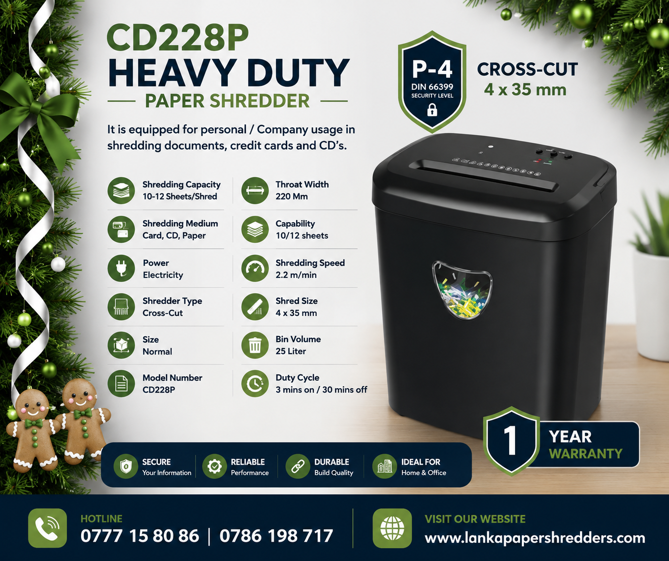 CD228P Paper Shredder Sri Lanka- Hevy Duty Paper Shredder Colombo