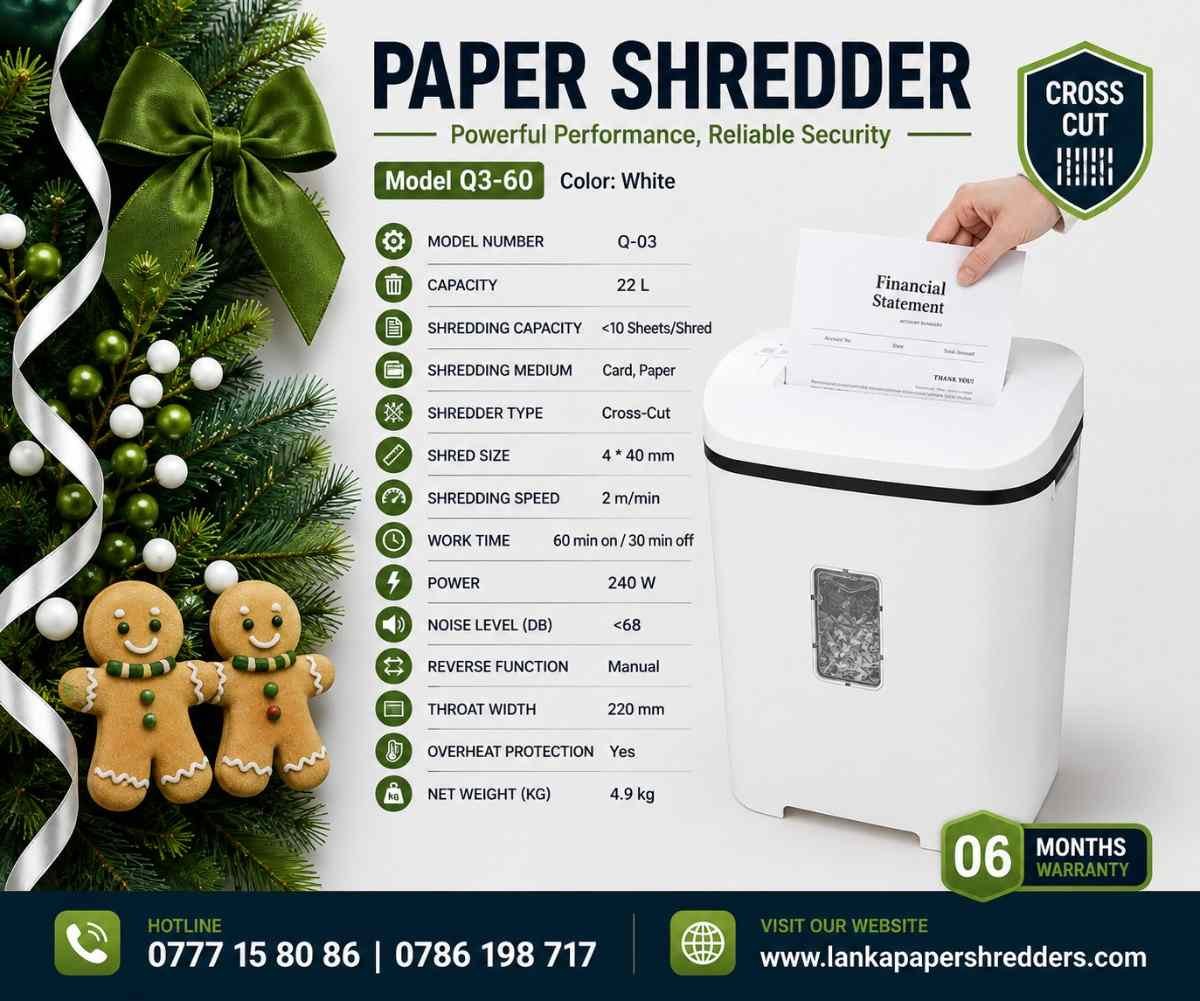 q3-60 heavy duty paper shredders colombo Sri Lanka