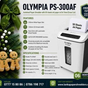 Sri Lanka Paper Shredders. Oyympia PS300af paper-shredder Sri Lanka