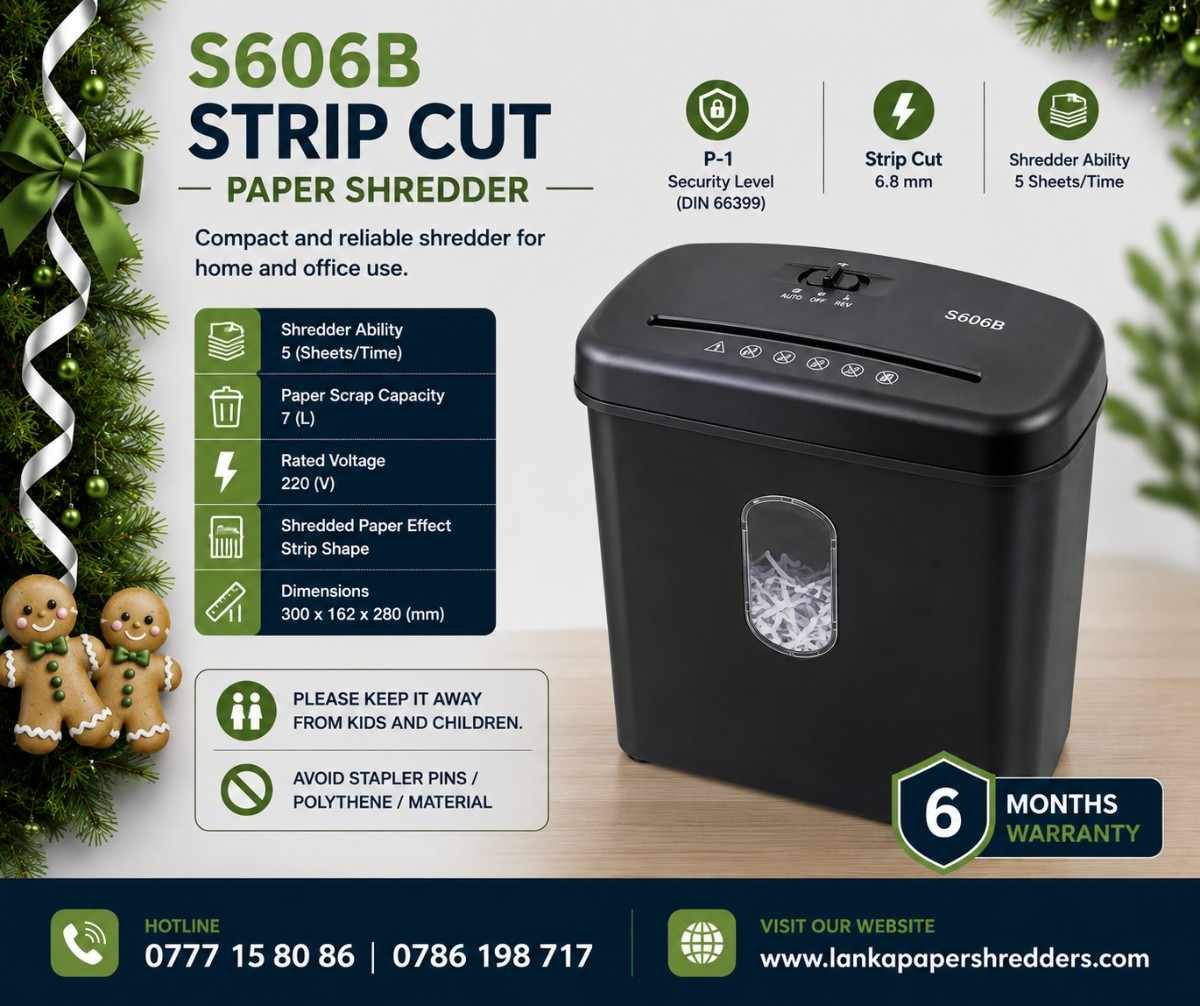 S606b Paper Shredders Sri Lanka Colombo. Strip Cut Paper Shredder